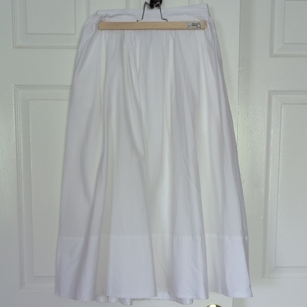 Banana Republic White Midi A-Line Skirt Pleated